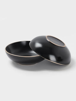 Набор тарелок Доляна Ваниль, 18 предметов: 6 тарелок d=19 см, 6 тарелок d=27 см, 6 мисок d=19 см, керамика, чёрный