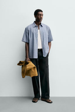 CAMISA REGULAR FIT CUADROS TEXTURA / Azul