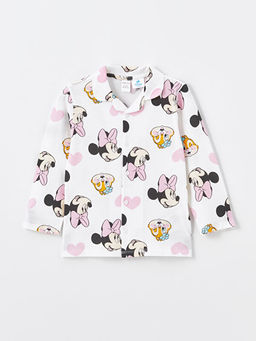 Polo Yaka K?sa Kollu Minnie Mouse Bask?l? K?z Bebek Pijama Tak?m - Waikiki фото 2