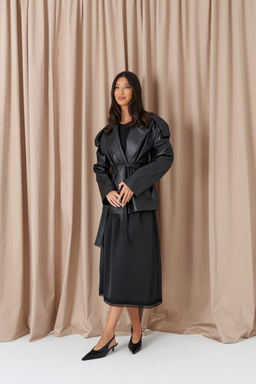 Жакет Annete А5523/1 из эко-кожи черный  фото 6