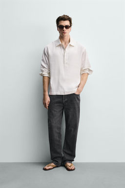 CAMISA POLO ALGOD?N - LINO / Crudo
