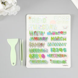 Цена за 2 шт. Наклейка пластик «Яркие надписи», набор 6 листов, лопатка и пинцет 15.5×13 см, МИКС