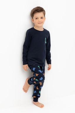 К 1606/индиго,цветные мини дино пижама дет