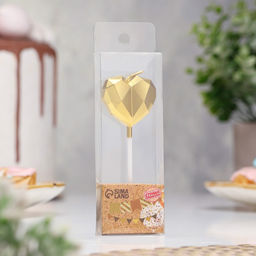 Цена за 5 шт. Свеча для торта Сердце, золотая - Страна карнавалия фото 2