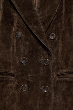 DOUBLE-BREASTED 100% LEATHER SUEDE BLAZER - Zara фото 20