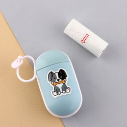 Контейнер с пакетами для уборки за собакой На прогулке, цвет голубой