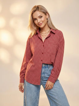 K13515 Рубашка OVER SIZE (хлопок) БОРДОВЫЙ