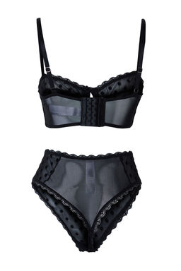 TRENDYOLMILLA Siyah Tul Puantiyeli Dantelli ve Kurdele/Fiyonk Detayl? Orme Ic Camas?r? Tak?m? THMAW25CC00005 фото 5