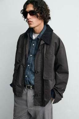 WAXED FINISH JACKET WITH CONTRAST COLLAR - Zara фото 14