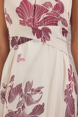 Trendyolmilla Krem Cicekli Maxi Dokuma Elbise TWOSS25EL00731
