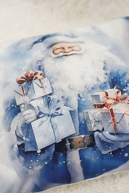 Наволочки Дед мороз и снеговик синий 2 шт велюр