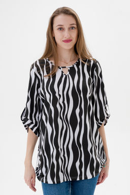 Туника женская из кулирки Полина зебра макси