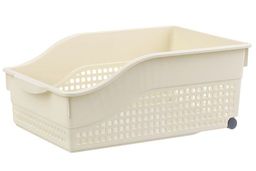 Контейнер хозяйственный 30,5*21*12,5 см Лофт слоновая кость на колесах широкий (модель - 622026)