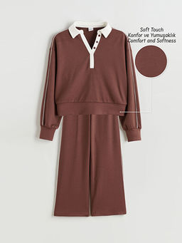 Polo Yaka K?z ?ocuk Soft Touch Sweatshirt ve E?ofman Alt