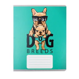 Цена за 20 шт. Тетрадь 12 листов в узкую линию Calligrata "Собачий стиль", обложка мелованный картон, ВД-лак, блок офсет, белизна 95%, МИКС