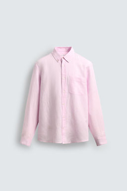 CAMISA REGULAR FIT LINO - ALGOD?N / Rosa - Zara фото 6