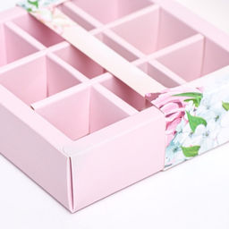 Цена за 5 шт. Коробка для 9 конфет, «Цветы» 13.8×13.8×3.8 см