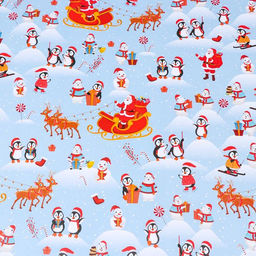Бумага упаковочная глянцевая Рождество на Северном полюсе, 70 х 100 см,1 лист - UPAK LAND фото 4