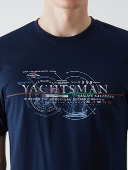 Bisiklet Yaka K?sa Kollu Bask?l? Penye Erkek Ti??rt