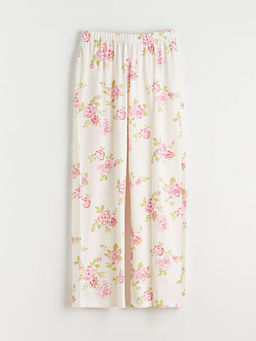 Beli Lastikli ?i?ekli Kad?n Pijama Alt?