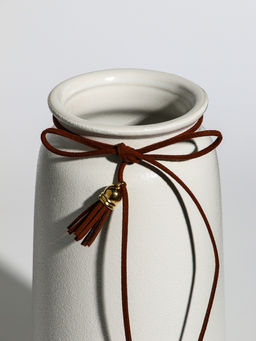 Ваза для цветов «Шерон», классика шнур, 20×9.5×8 см, керамика, белая