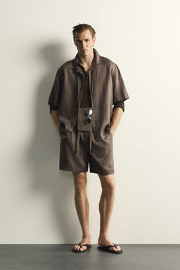 CAMISA RELAXED FIT 100% LINO / Marr?n / Topo - Zara фото 10