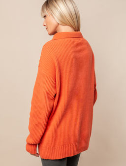 Теплый свитер из хлопка с акрилом и золотистой молнией - Vilatte фото 10