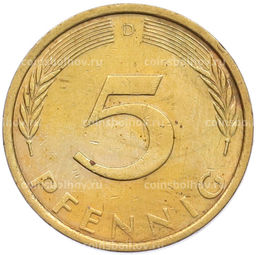 Монета 5 пфеннигов 1971 года D Западная Германия (ФРГ)