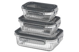 Набор 3 прямоугольных контейнеров 360 мл, 600 мл, 1000 мл с пластик. крышк. с защел., с сил.уплотн