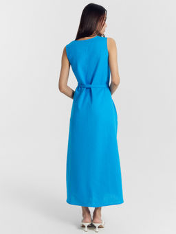 Сарафан женский лазурно-голубой изо льна и хлопка - Mark formelle фото 3