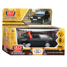 Машина металл LADA 2108 "Спутник", 12см, (свет-звук,откр. дв, баг.) инерц., в коробке