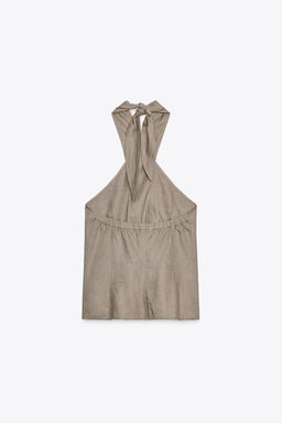 ZW COLLECTION 100% LINEN HALTER WAISTCOAT TOP - Zara фото 5