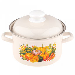 Осенний карнавал Кастрюля эмалированная 2,0л, форма цилиндрическая, металлическая крышка (Россия)