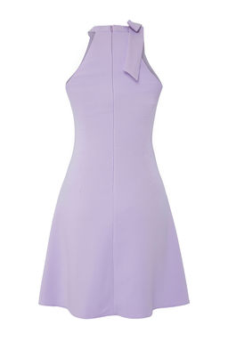 Lila Duz Etegi Belden Ac?lan Baglama Detayl? Mini Dokuma Elbise TWOSS25EL00245