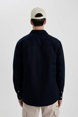 Рубашка из тенселя с длинным рукавом стандартного кроя - Defacto фото 5