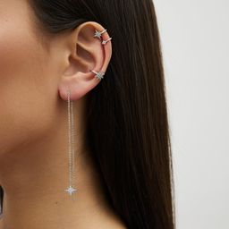 Серебряный кафф со звездой и фианитами