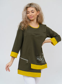 853 Туника "хаки/горчица"