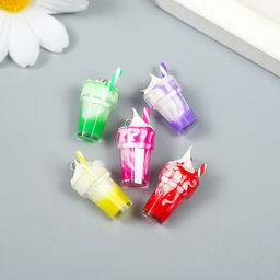 Цена за 5 шт. Декор для творчества пластик «Мороженное в стакане с петелькой», 1.3×1.3×2.6 см, МИКС