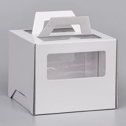 Коробка под торт 2 окна, с ручками, жемчуг, глянцевая, 24 х 24 х 20 см - UPAK LAND фото 4