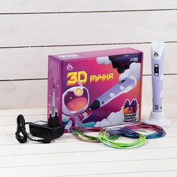 3D ручка Luazon, дисплей, работа с ABS и PLA, пластик в комплекте, фиолетовая - Luazon home фото 2