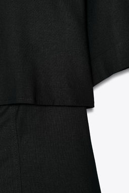 FITTED DOUBLE-LAYER LINEN BLEND SHIRT - Zara фото 14