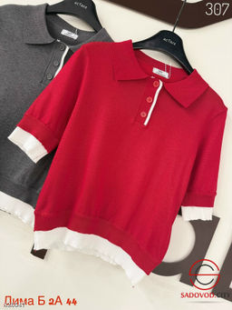 Футболка поло женская с пуговицами