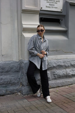 Рубашка женская, черный меланж - Inzibe фото 2