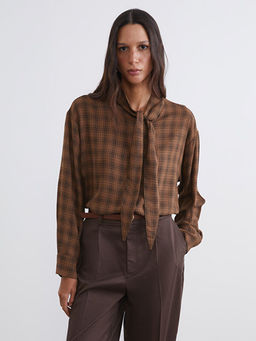 Fular Yaka Ekose Kad?n G?mlek