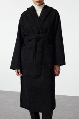 Siyah Cift Tarafl? Oversize Uzun Kaban TWOAW25KB00068 - Trendyolmilla фото 5