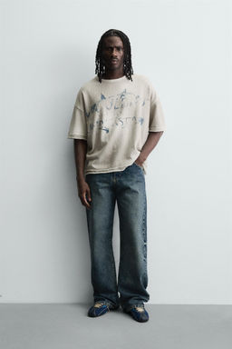 SPRAY PRINT KNIT T-SHIRT