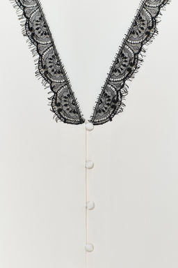 CONTRAST LACE SATIN BLOUSE - Zara фото 10