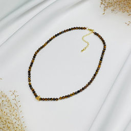 Колье из Тигрового глаза со вставкой 46 см +