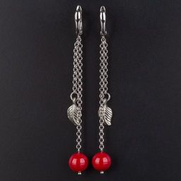 Серьги длинные из Коралла