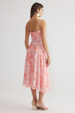 TRENDYOLMILLA Cok Renkli A-Kesim Cicek Desenli Sifon Dokuma S?k Elbise TPRSS25EL00098  фото 5